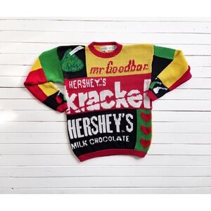 vtg Eagles Eye Hershey's Chocolate candy bar hand‎ knit sweater